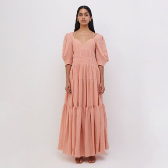 JONATHAN SIMKHAI WILDER ORANGE COTTON-JACQUARD MAXI DRESS IN SORBET - Picture 1 of 3